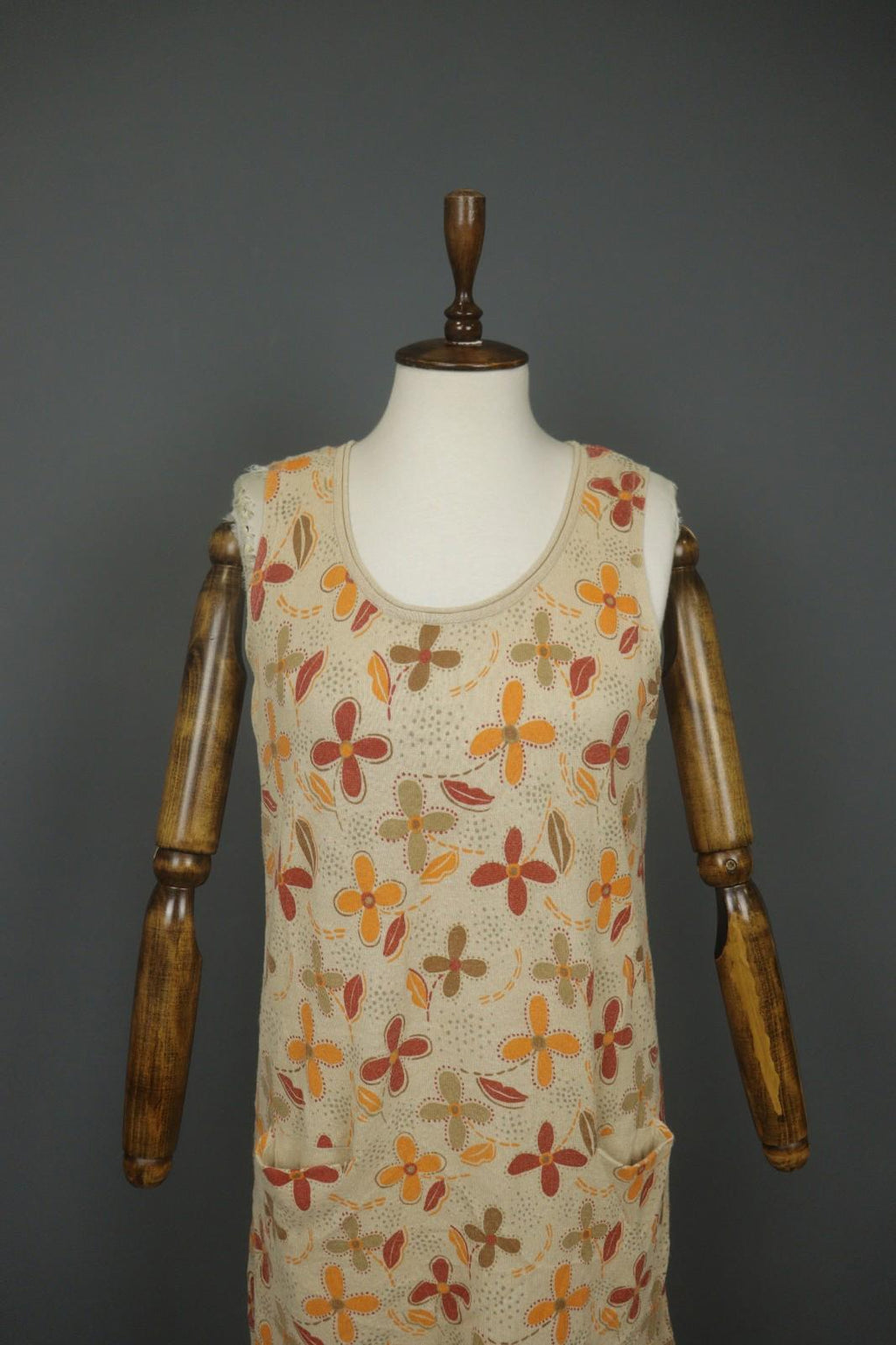 GUDRUN SJODEN Multicolor Floral Print Round Neck Sleeveless Tank Dress – Size M