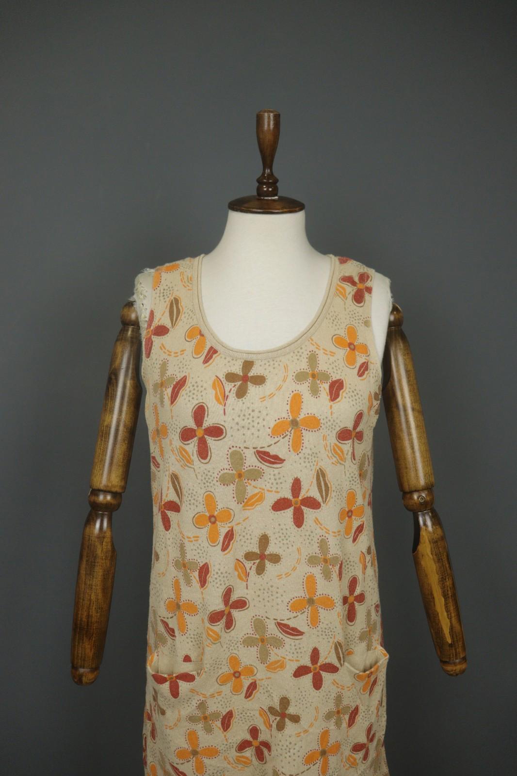 GUDRUN SJODEN Multicolor Floral Print Round Neck Sleeveless Tank Dress – Size M