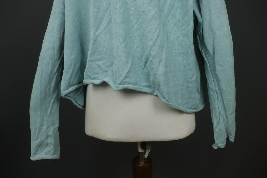 RUNDHOLZ DIP Green 100% Cotton Round Neck Long Sleeve Pullover Cropped Top OS