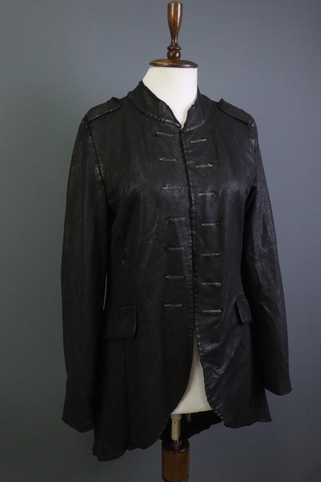 RUNDHOLZ Black Long Sleeve Pockets Ladies Military-Inspired Long Jacket