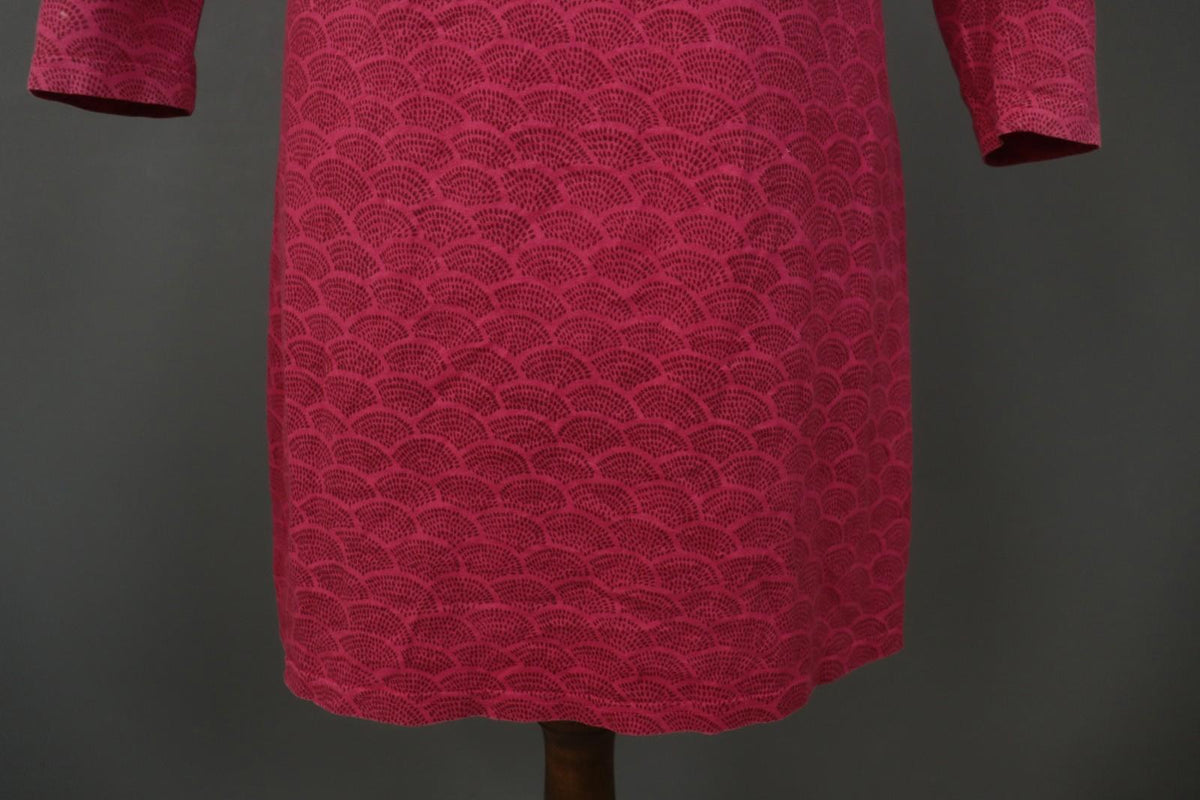MARIMEKKO Red Dotted Cotton Round Neck Long Sleeve Casual Shift Dress – Size M