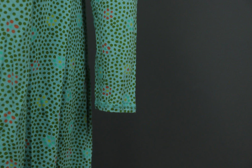 GUDRUN SJODEN Green Polka Dot V-Neck Long Sleeve Pullover Sheath Dress – Size M