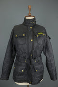 BARBOUR Black Belted Waist & Neck Long Sleeve Snap Front Quilted Jacket – Size 38