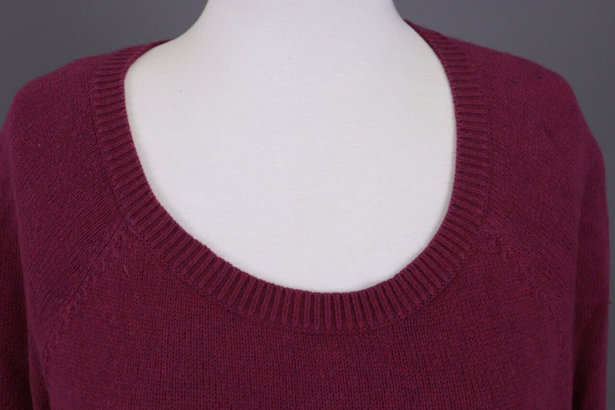 Eileen Fisher Burgubdy Lagenlook Cotton Cashmere Knit Oversized Sweater – Size M