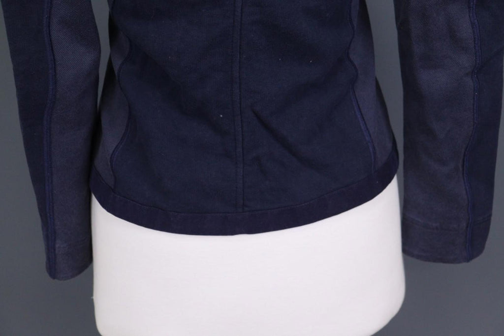 FRAUENSCHUH Blue 100%Cotton Mock Neck Long Sleeve Zipper Pockets Jacket – Size 2