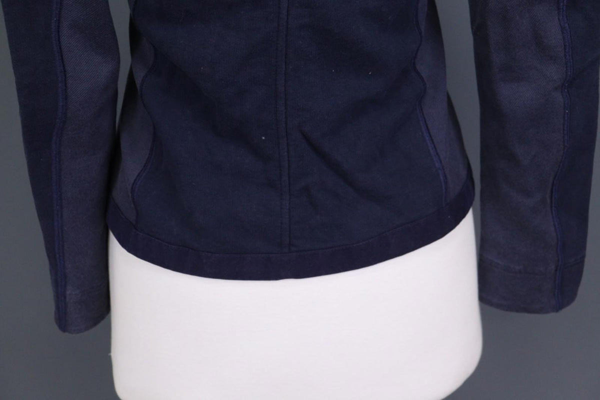 FRAUENSCHUH Blue 100%Cotton Mock Neck Long Sleeve Zipper Pockets Jacket – Size 2