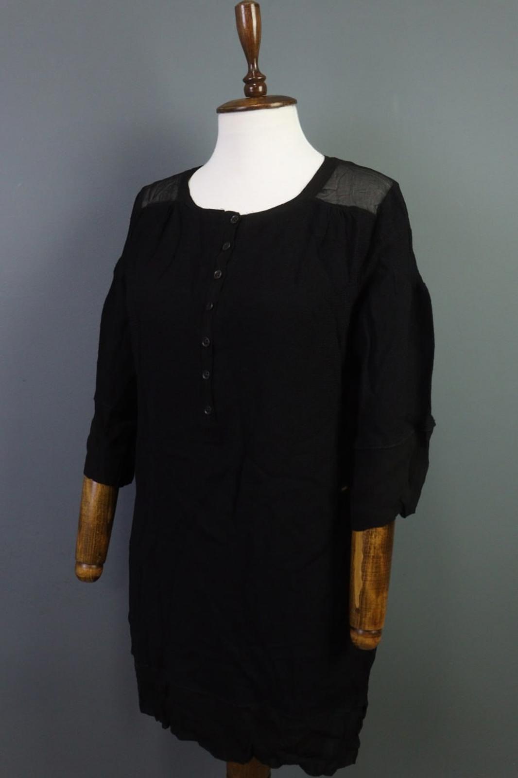 TRANSIT PAR-SUCH Black Viscose Long Sleeve Button Front Shirt Dress – Size 4