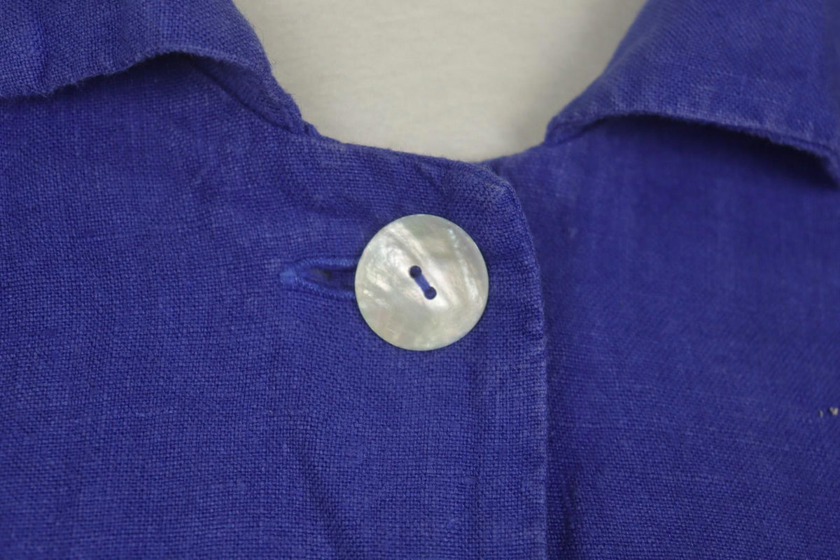 OSKA Blue 100% Linen Long Sleeve Collared Button Front Basic Jacket – Size 2
