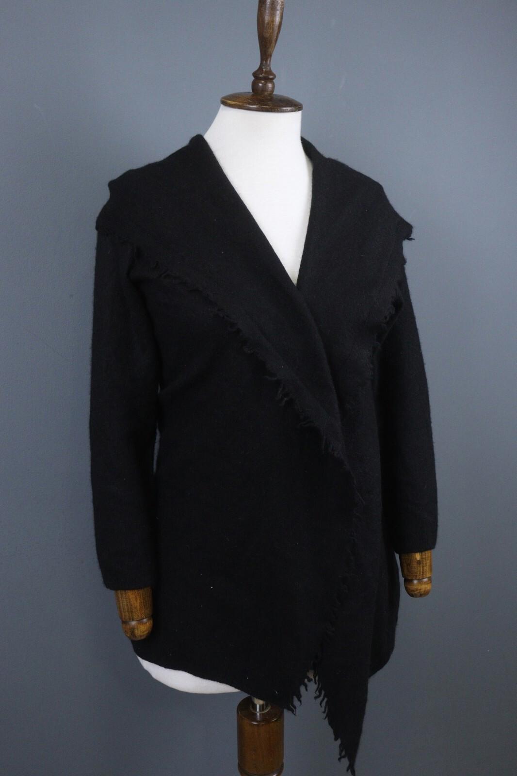 FABIANA FILIPPI Black Long Sleeve Button Front Cardigan Sweater Cape – Size M