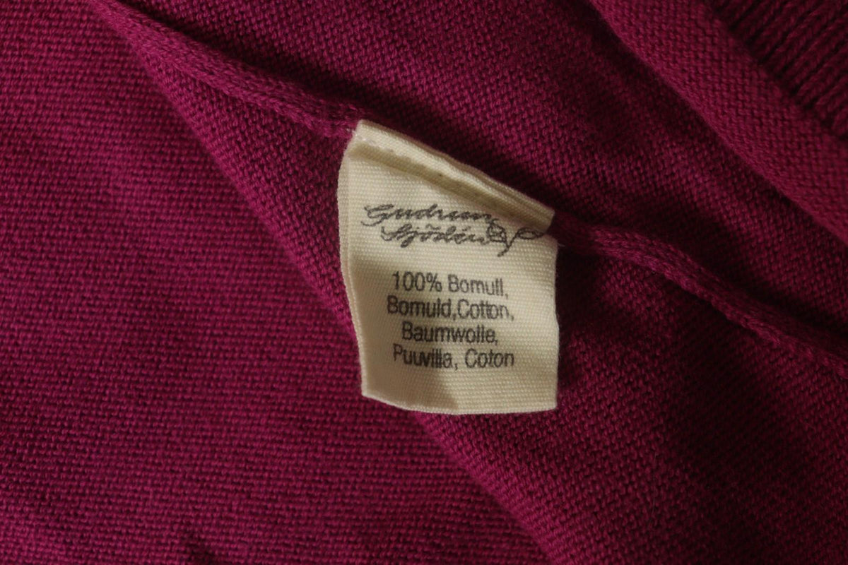 GUDRUN SJODEN Pink 100% Cotton Tight Knit Round Neck Pullover Sweater – Size L