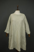 GRIZAS Silver Linen Blend Long Sleeve Crew Neck Summer Casual Maxi Dress Sz 2XL