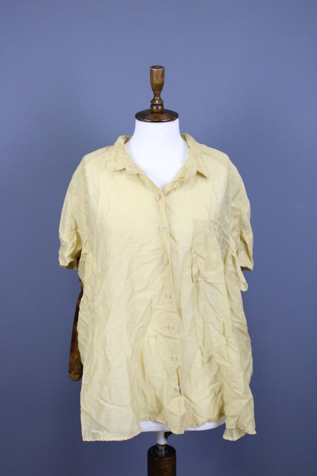 RUNDHOLZ Beige Classic Fit Collared Long Sleeve Button Front Shirt Top – Size L