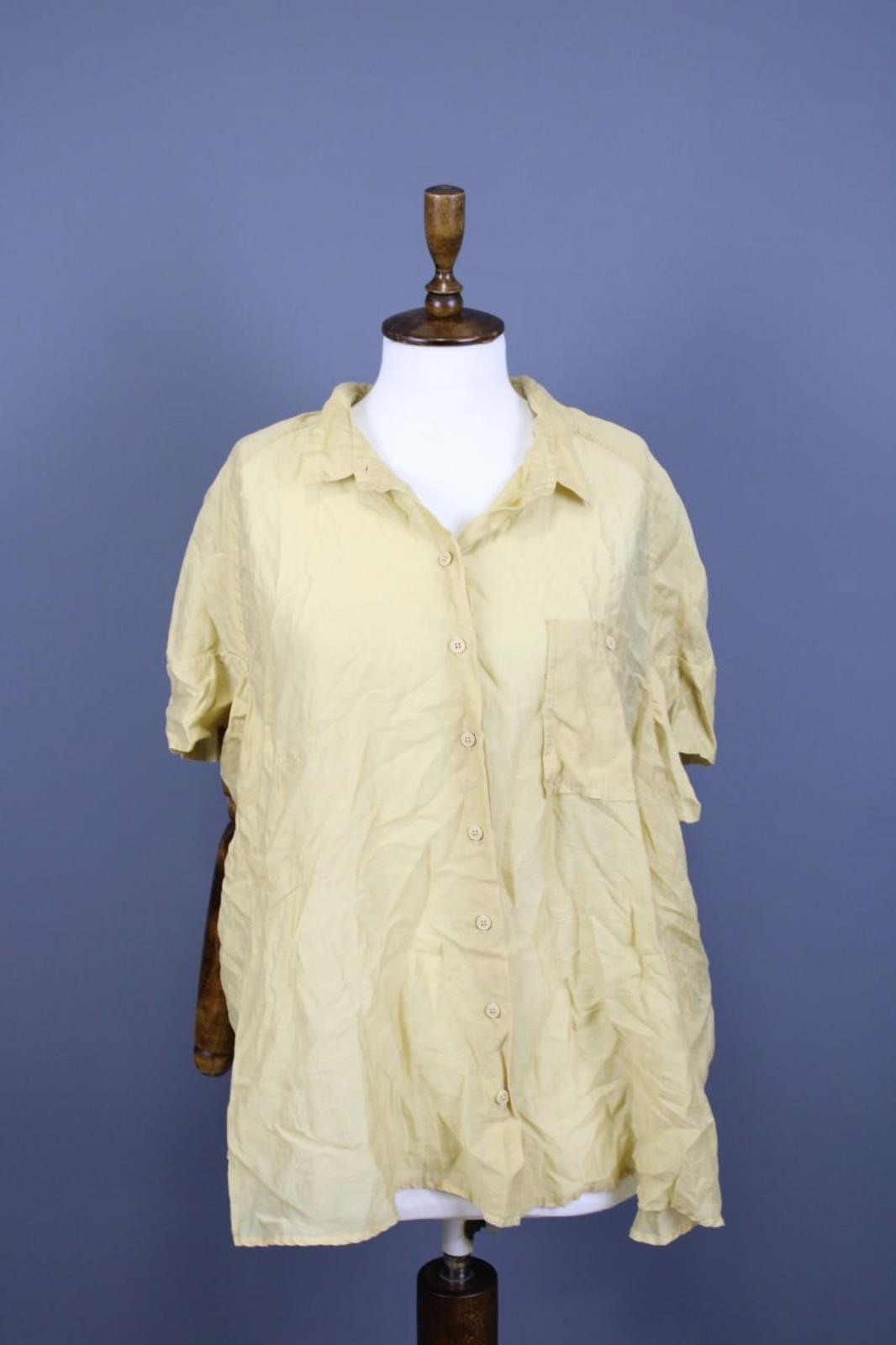 RUNDHOLZ Beige Classic Fit Collared Long Sleeve Button Front Shirt Top – Size L