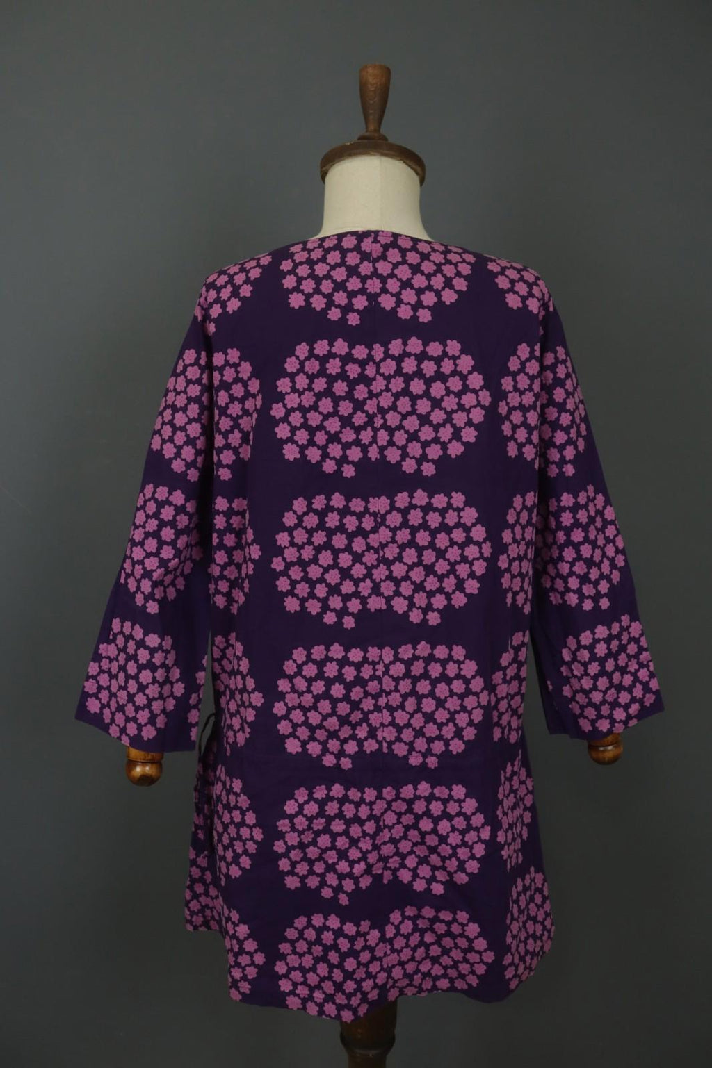 MARIMEKKO Mika Piirainen Purple Floral Cotton Long Sleeve Shift Dress – Size 36