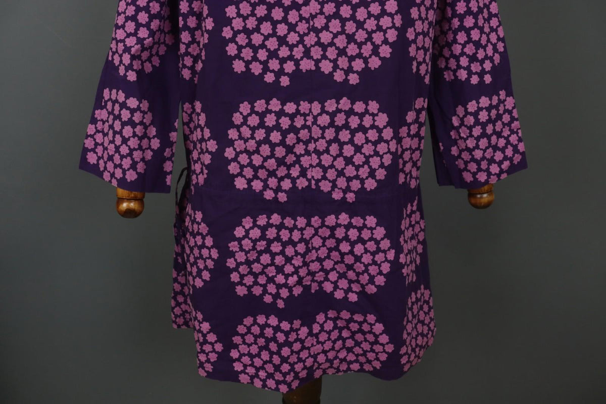 MARIMEKKO Mika Piirainen Purple Floral Cotton Long Sleeve Shift Dress – Size 36