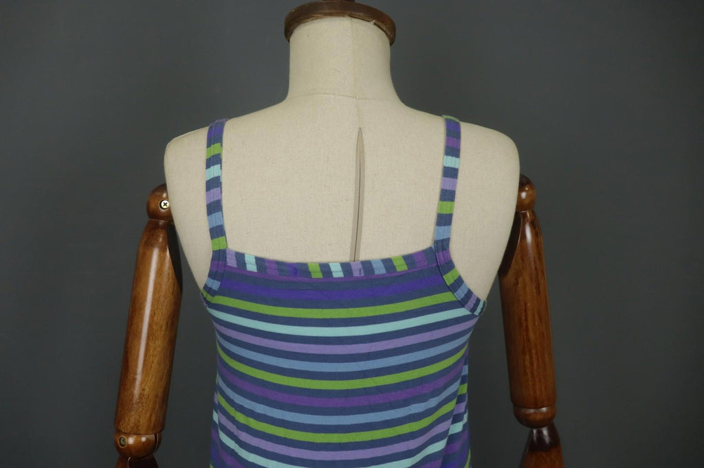GUDRUN SJODEN Multi Striped Sleeveless Square Neck Pullover Tank Dress – Size S