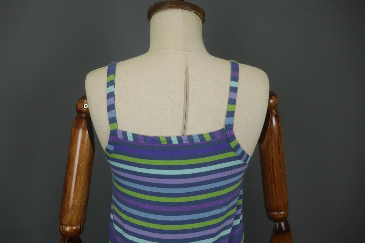 GUDRUN SJODEN Multi Striped Sleeveless Square Neck Pullover Tank Dress – Size S