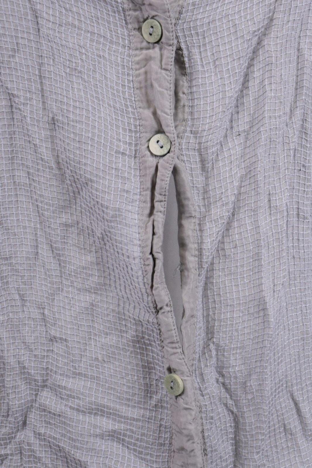 GRIZAS Gray Check Silk Lagenlook Long Sleeve Top Blouse Shirt – Size M