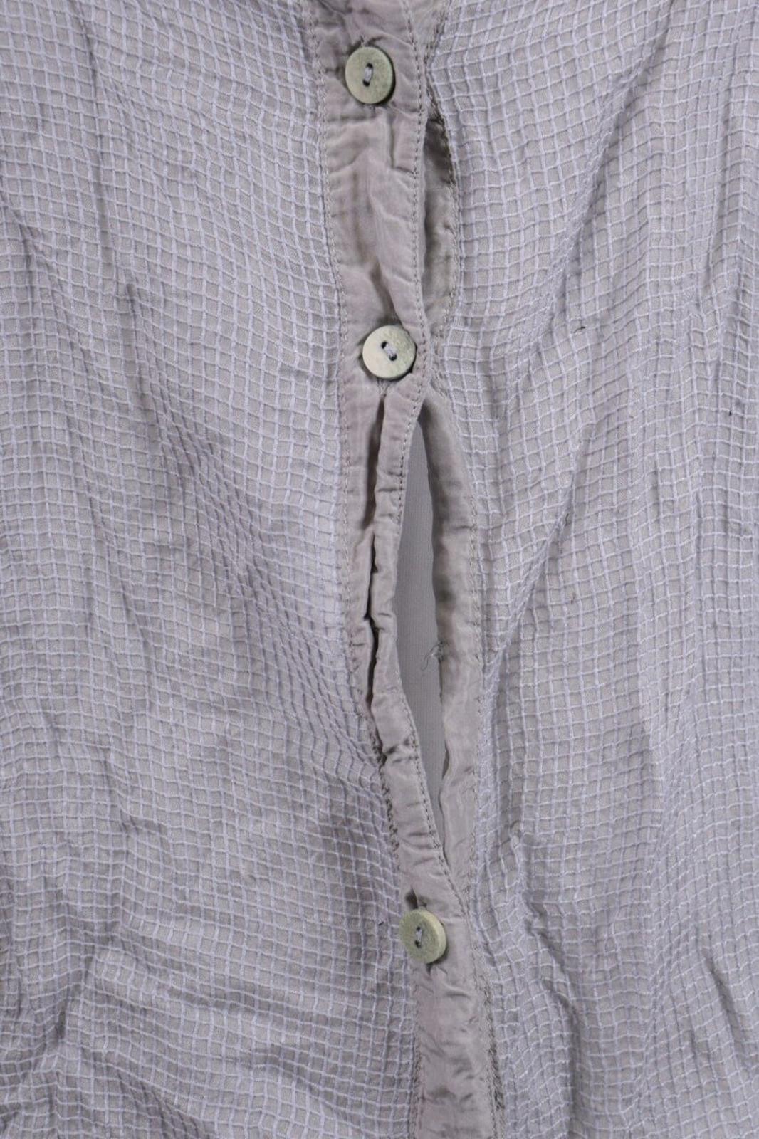 GRIZAS Gray Check Silk Lagenlook Long Sleeve Top Blouse Shirt – Size M
