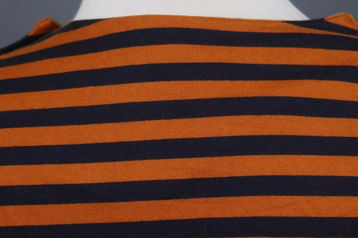 MARIMEKKO TASHIA Orange Black Striped Cotton Long Sleeve Shift Dress – Size XL