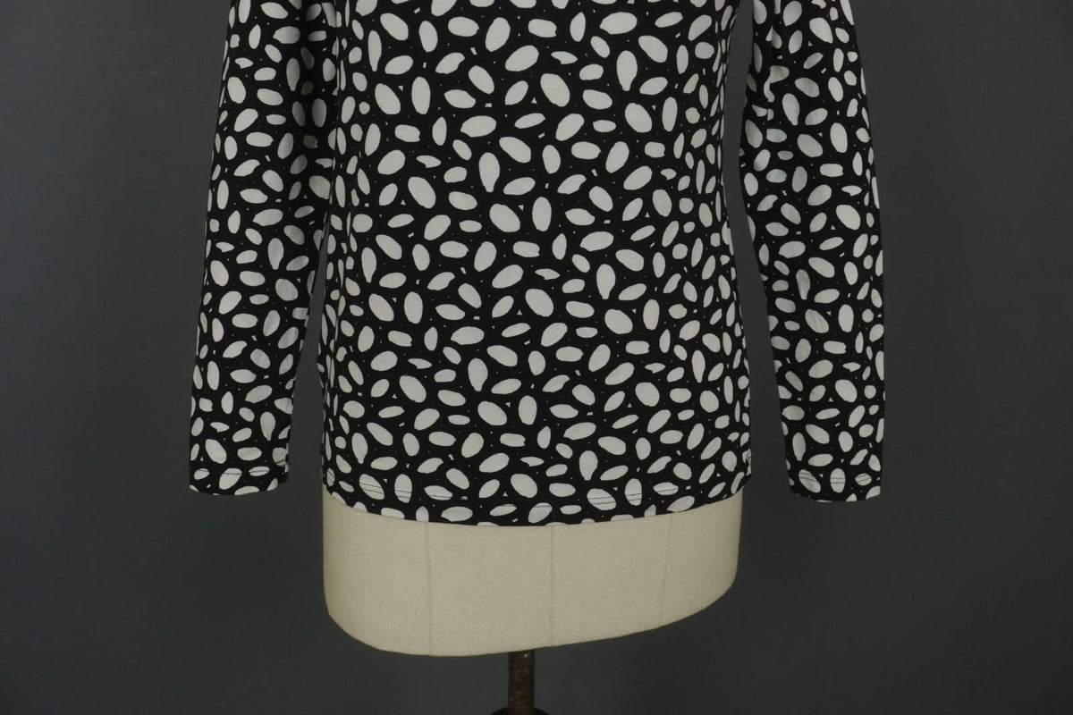 MARIMEKKO CERO White & Black Polka Dot Round Neck Long Sleeve Blouse Top – Size M