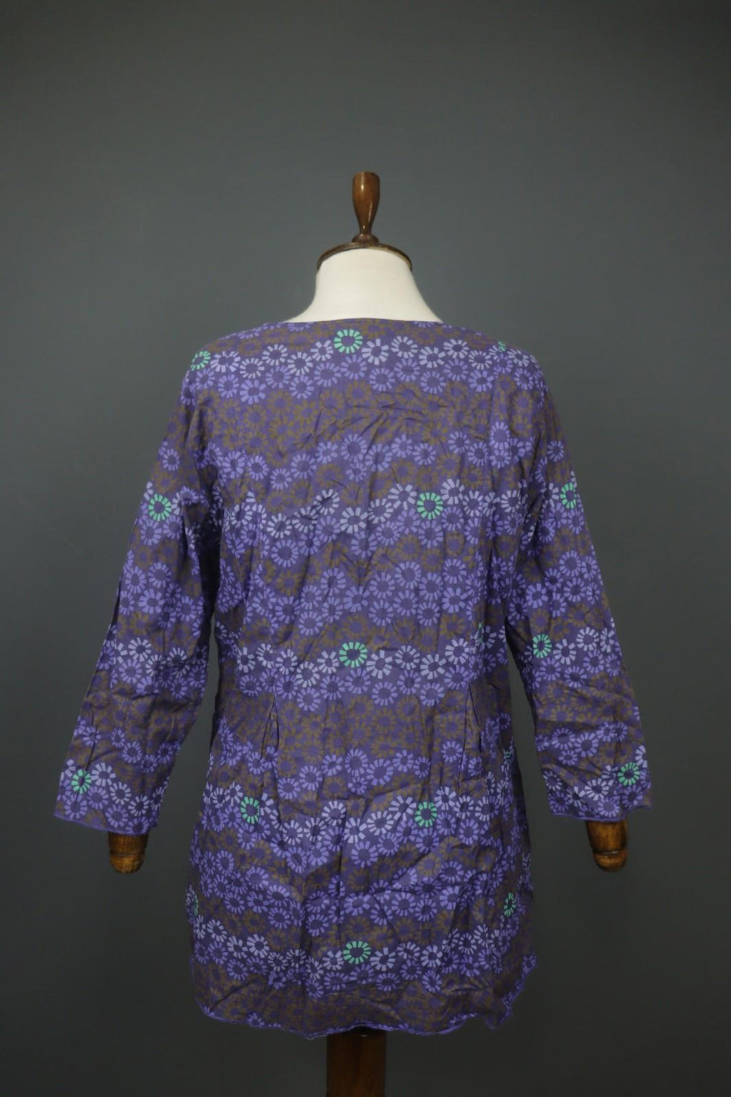 GUDRUN SJÖDEN Multi Flower Cotton Long Sleeve Button Front Tunic Shirt Top Sz S
