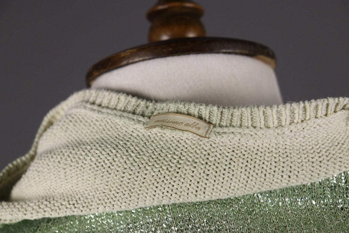 MASSIMO ALBA Green Silk Sequin Long Sleeve Sweater – Size M