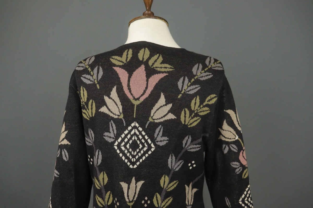 GUDRUN SJÖDEN Multicolor Floral Long Sleeve Button Front Cardigan Sweater – Size M