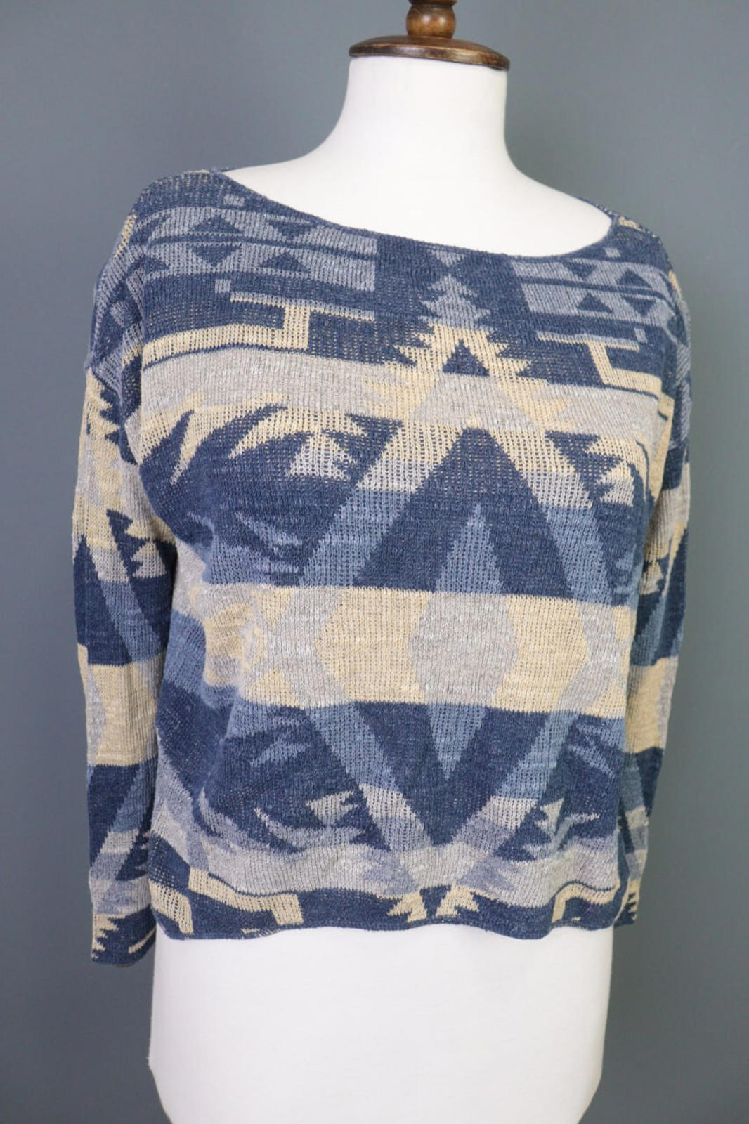 DENIM&SUPPLY RALPH LAUREN Blue Aztec Print Knit Sweater – Size XS