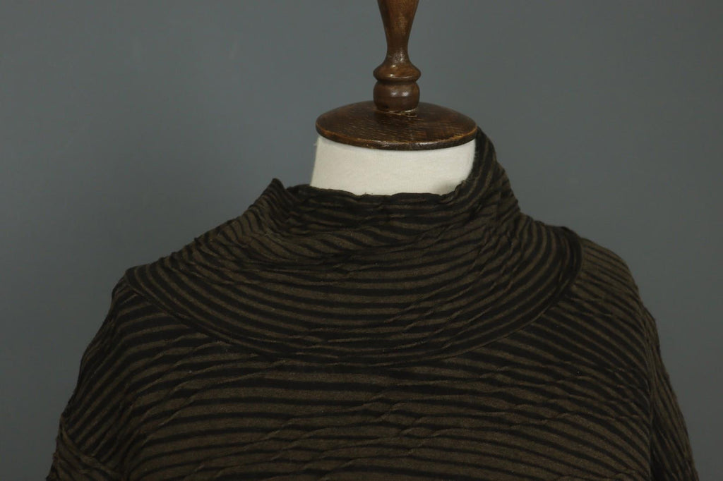 OSKA Brown Black Striped Viscose Blend Seersucker Long Sleeve Blouse Top – Size 1