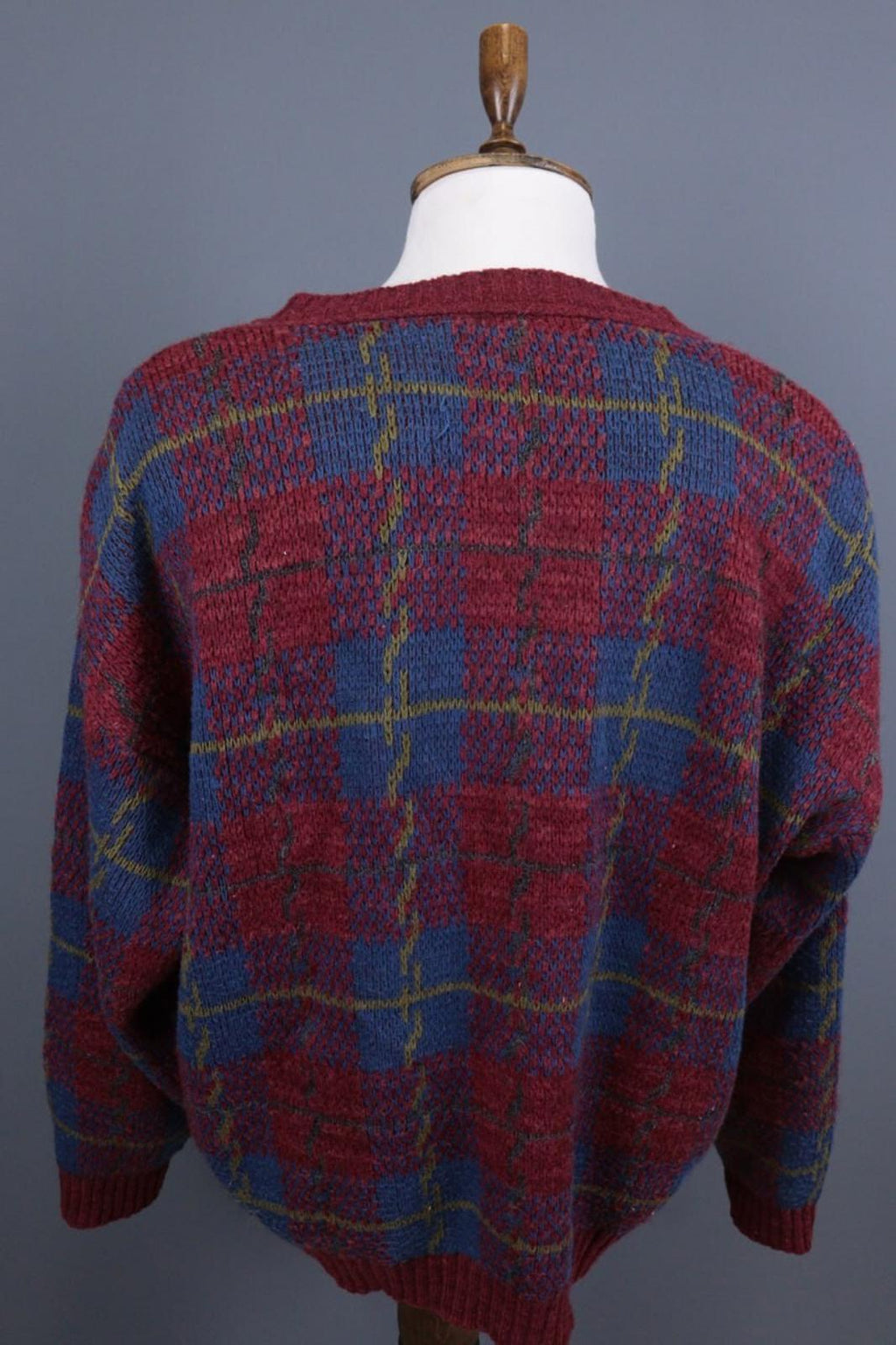 MISSONI UOMO Multicolor Check V-Neck Wool Knit Button Cardigan Sweater – Size 50