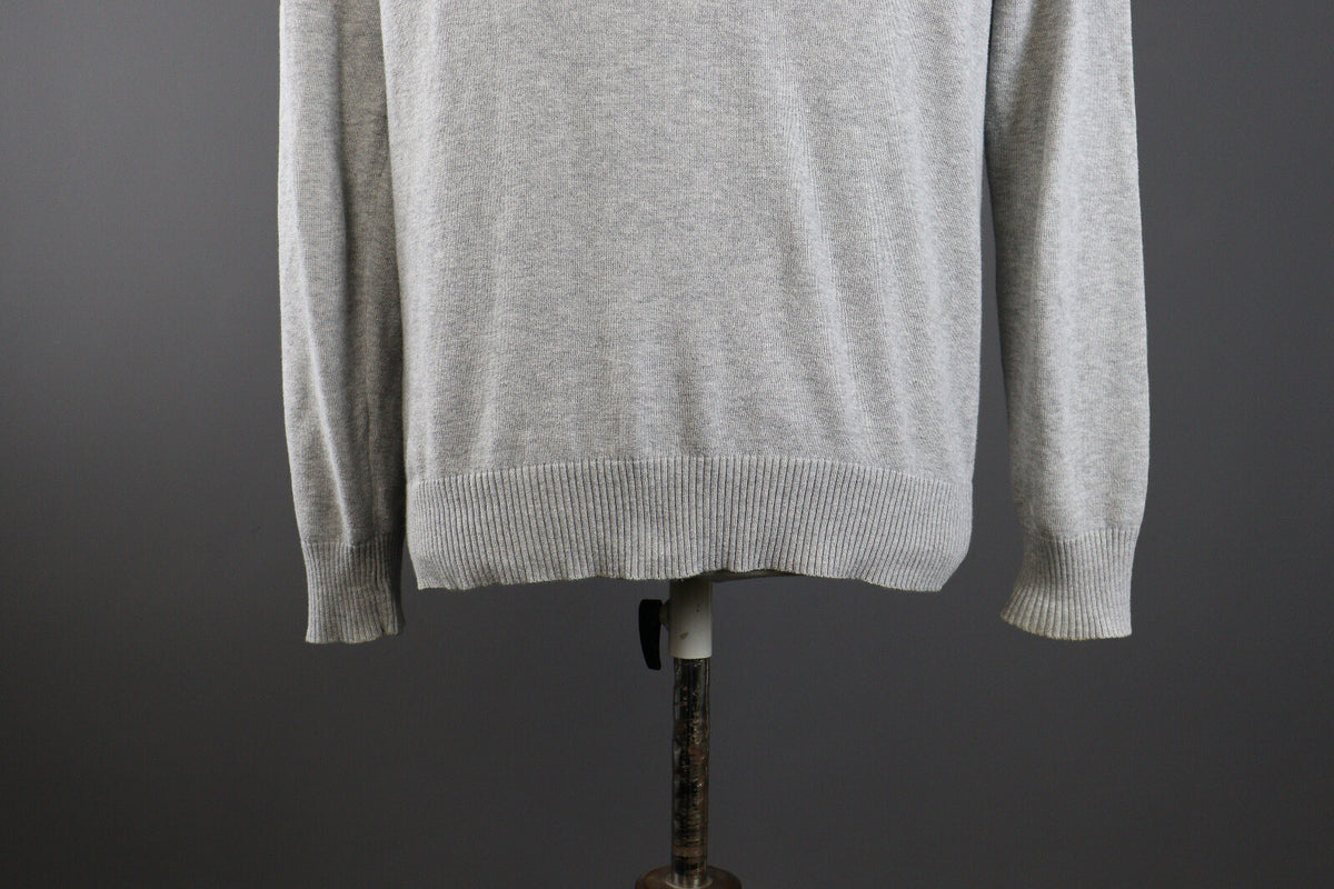 La Martina Buenos Aires Grey Cotton V-Neck Sweater – Men's S