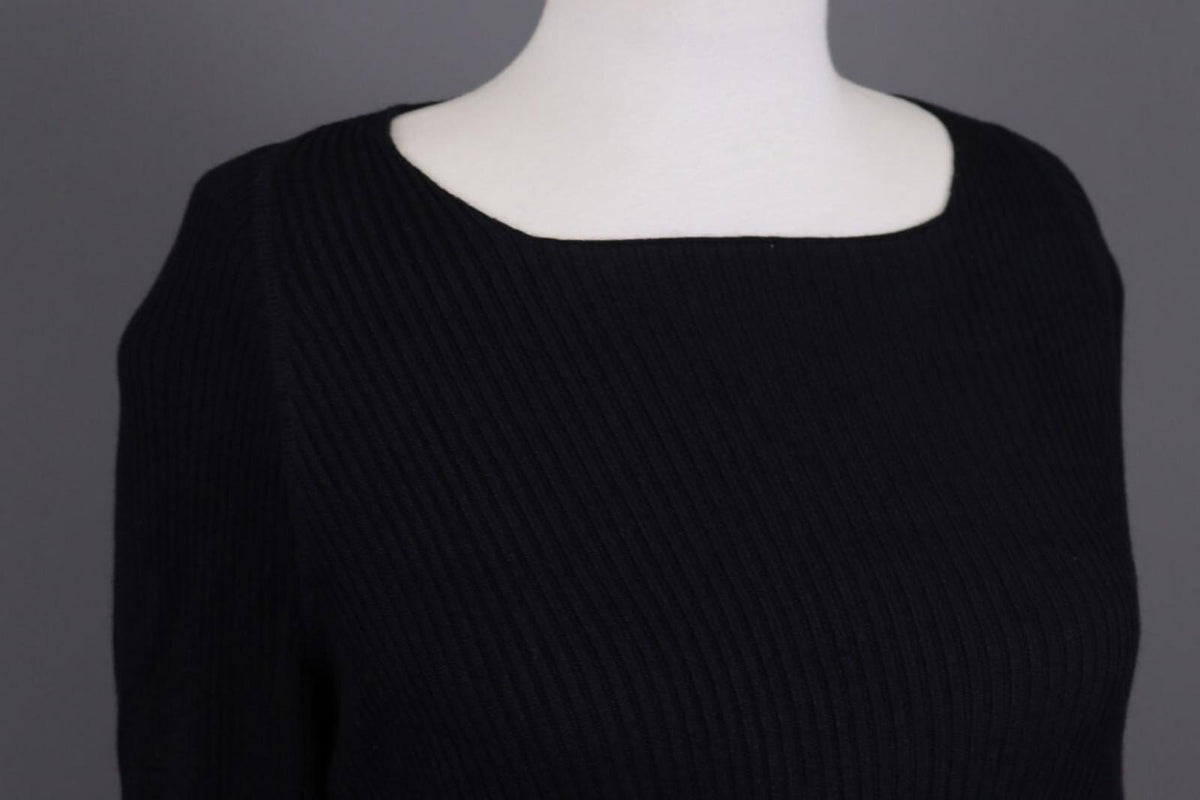 ANNETTE GORTZ Black Ribbed Cashmere Knit Cardigan Sweater – Size L