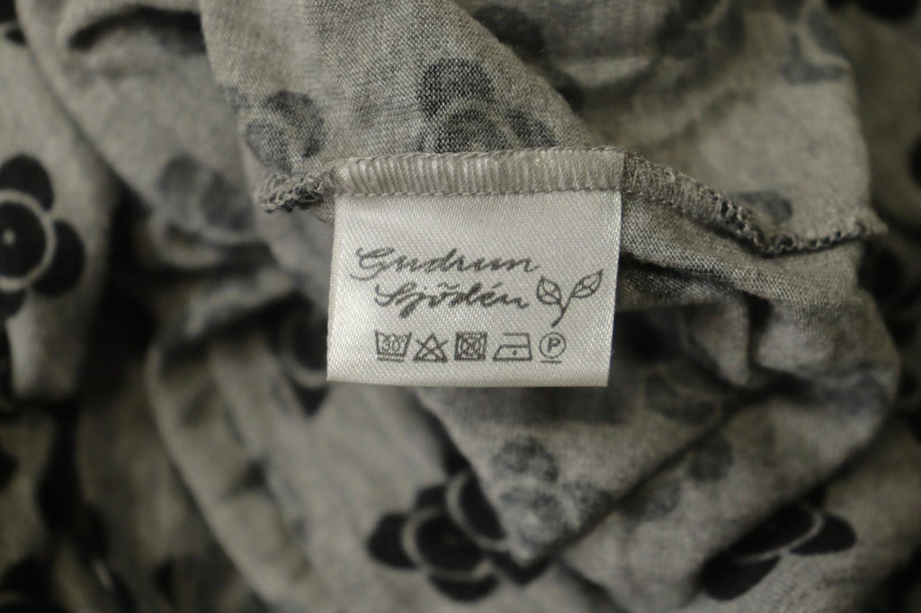 GUDRUN SJODEN Black Gray Floral 100% Modal Long Sleeve Round Neck Dress S/M