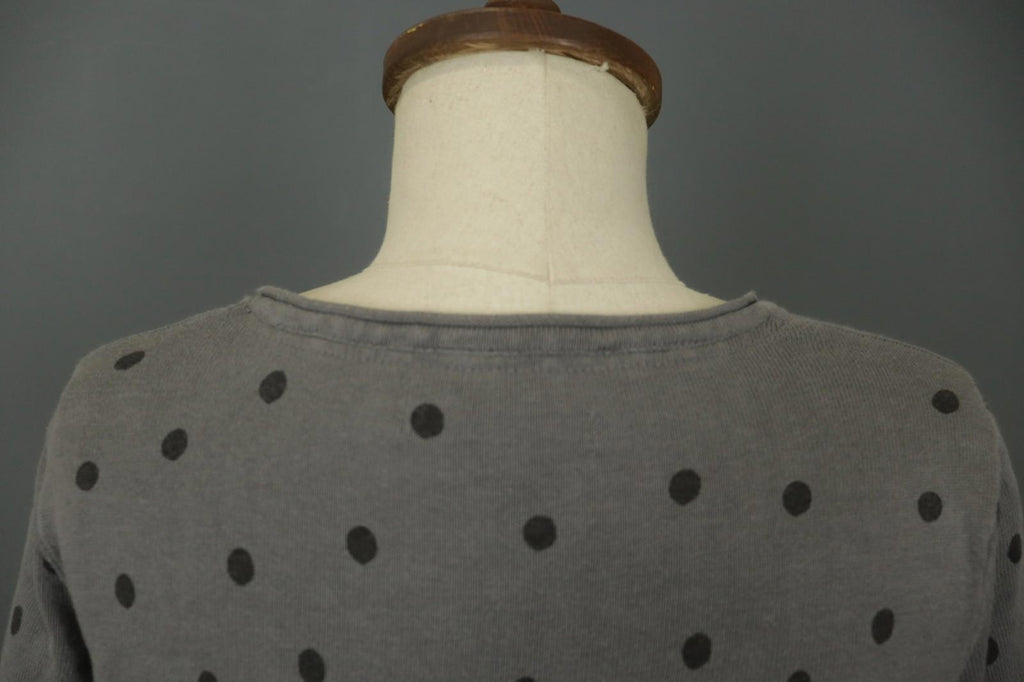 GUDRUN SJODEN Gray Cotton Polka Dot Long Sleeve Round Neck Shift Dress – Size M