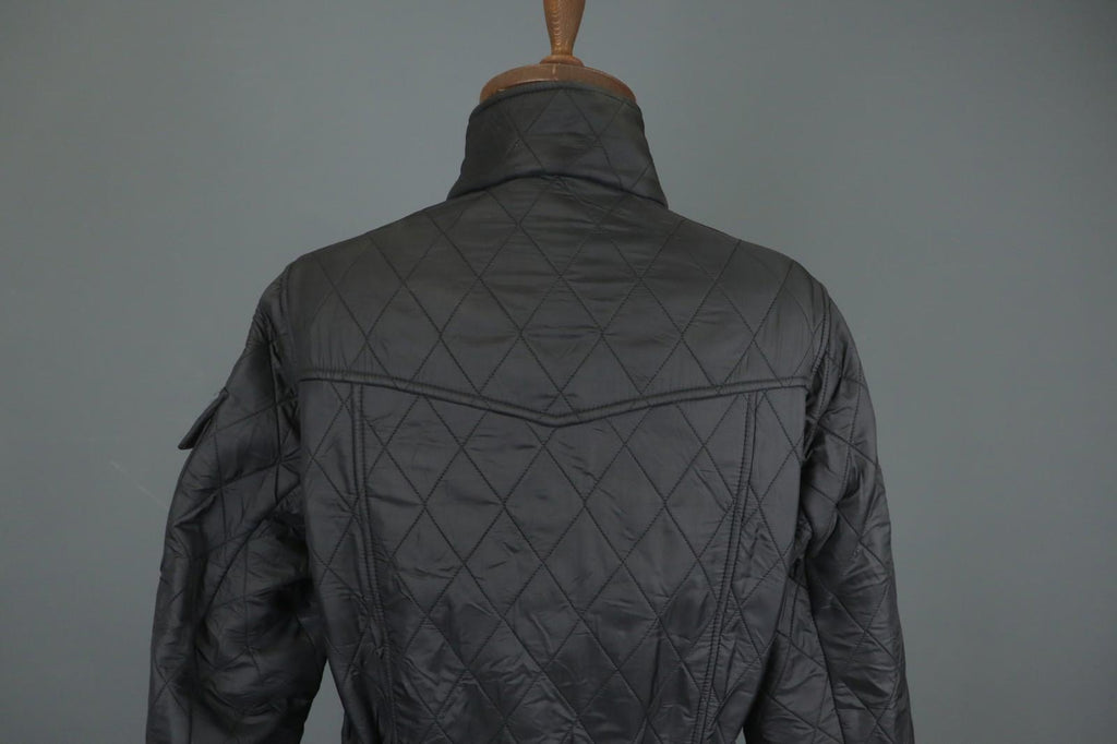 BARBOUR Black Belted Waist & Neck Long Sleeve Snap Front Quilted Jacket – Size 38