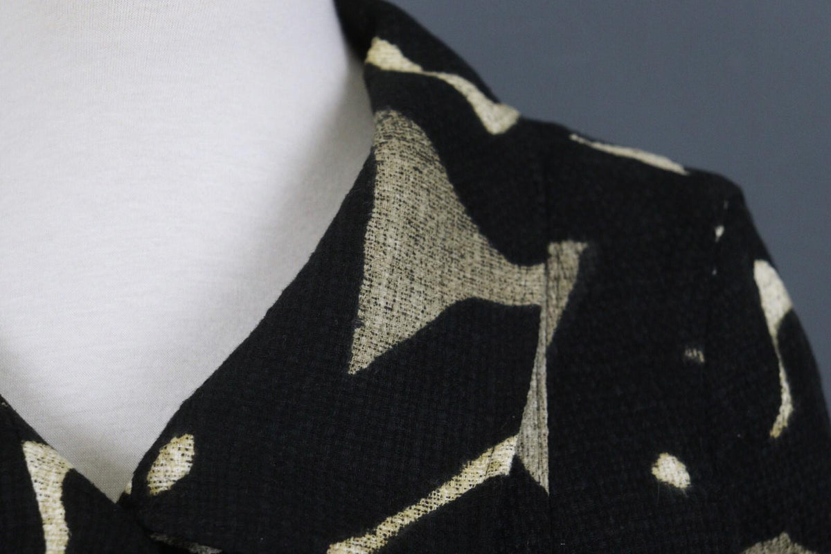 MAX MARA Black Abstract Print 3/4 Sleeve Button Front Blazer Jacket Coat – Size 6