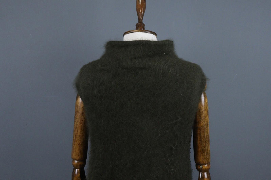 SARAH PACINI Green Angora Knit Sleeveless Shirt Tunic Top One Size