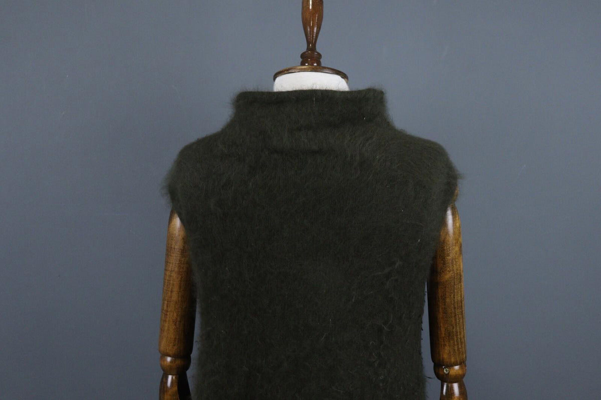 SARAH PACINI Green Angora Knit Sleeveless Shirt Tunic Top One Size
