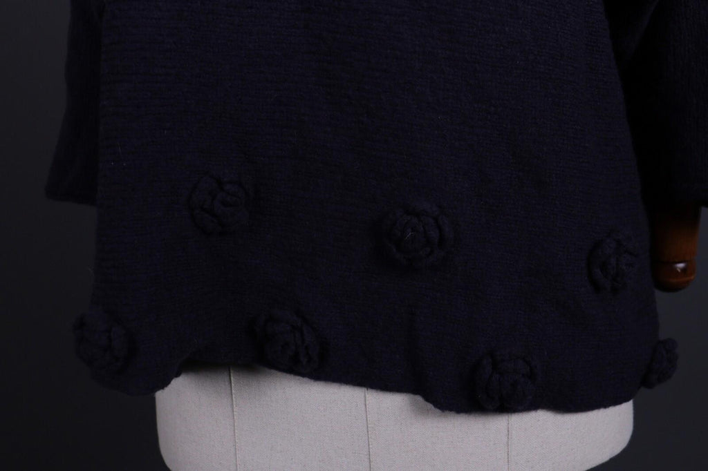 GRIZAS Black Wool Crochet Knit Oversized Boyfriend Sweater – Size L
