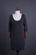 GUDRUN SJODEN Gray Stripe 3/4 Sleeve A-Line Midi Dress – Size S