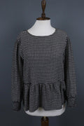 ZADIG & VOLTAIRE Black and White Casual Long Sleeve Round Neck Top Blouse