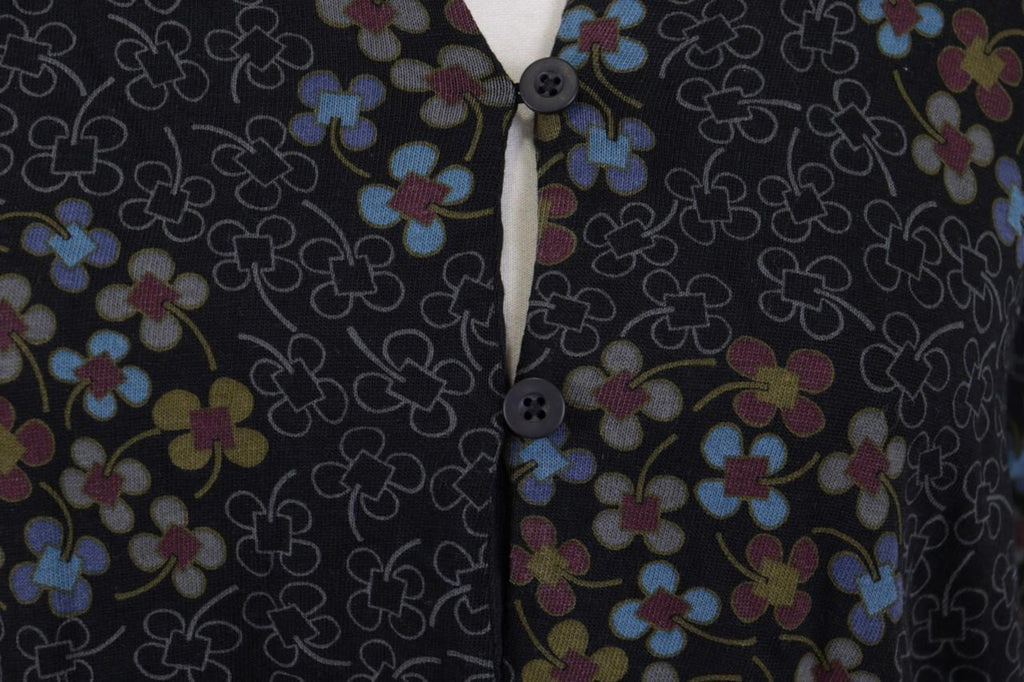 GUDRUN SJODEN Black Floral Oversized Long Sleeve Blouson Midi Dress – Size M