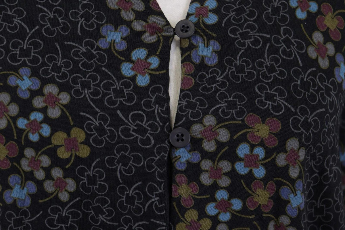 GUDRUN SJODEN Black Floral Oversized Long Sleeve Blouson Midi Dress – Size M