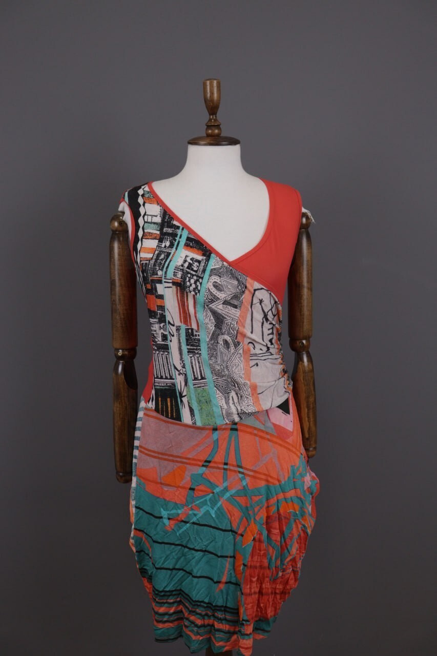 Save The Queen Multicolor Aztec Bodycon Midi Dress – Size M