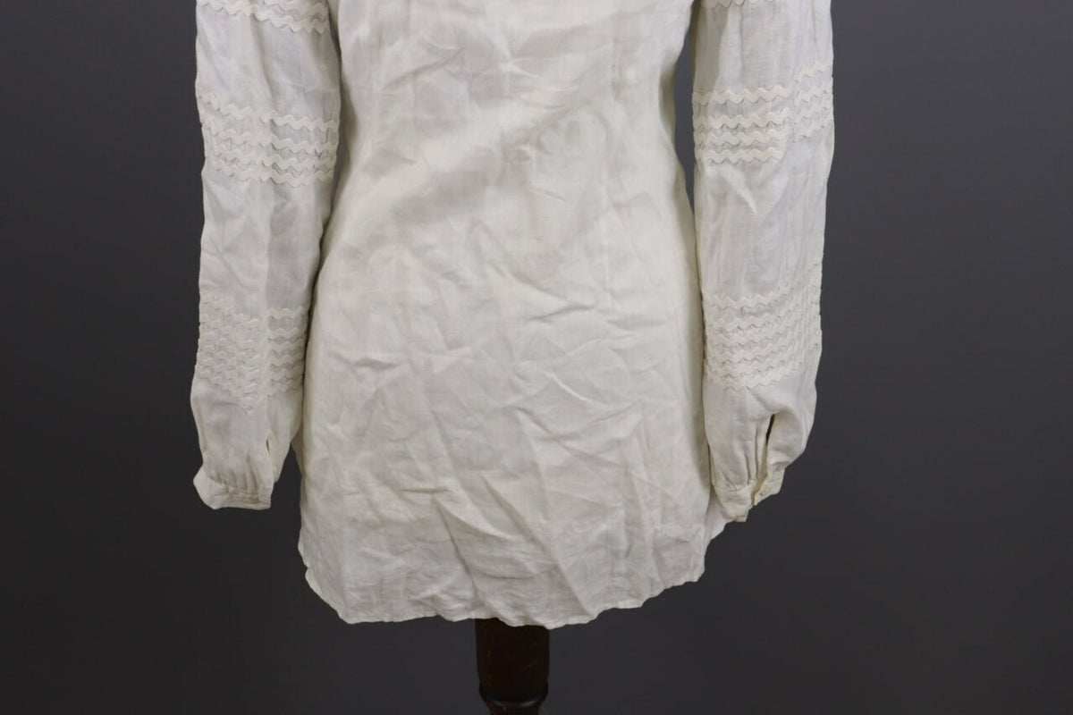Anne Fontaine Embroidered Long Sleeve Button Top Blouse Tunic Shirt Sz 38