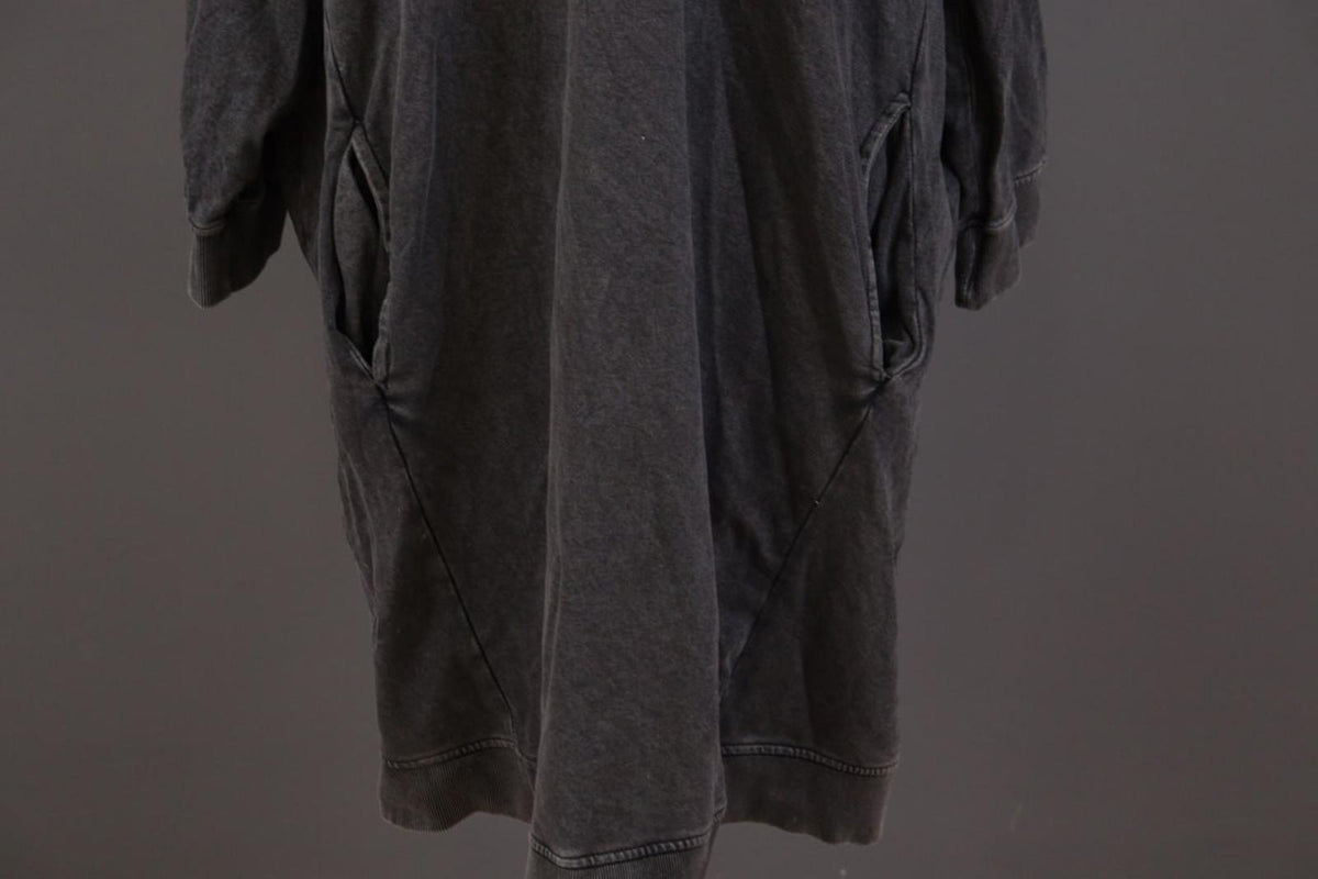 RUNDHOLZ Maxi Dress Gray Acrylic Hooded Ribbed Cuff & Hem Pouch Pocket – Size M