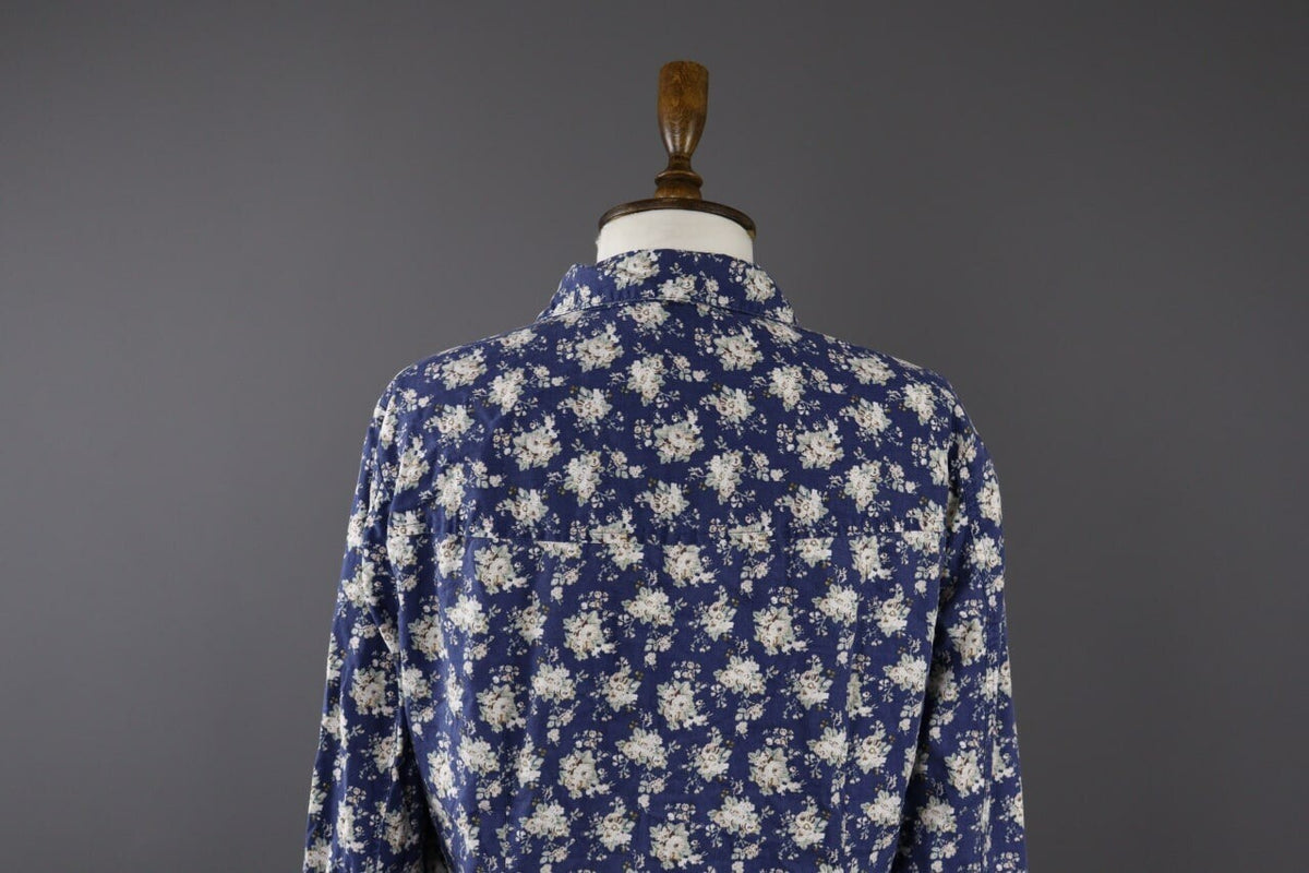 Laura Ashleyn Blue Floral Long Sleeve Blouse Shirt – Size 10