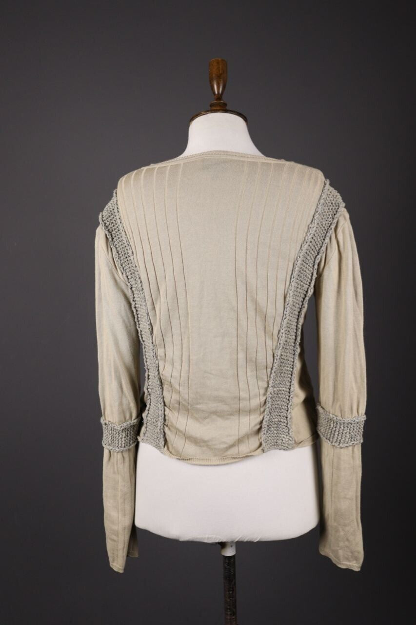 Just Cavalli Ivory Lagenlook Embroidered Knit Long Sleeve Sweater – Size 50
