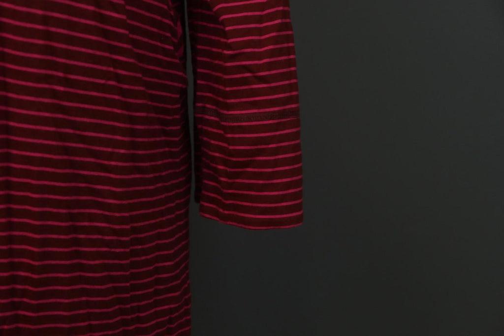 GUDRUN SJÖDEN Burgundy Pink Stripe Organic Cotton Long Sleeve Shift Dress – Size L